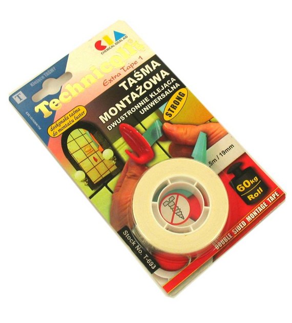 Taśma Montażowa Dwustronna  TECHNICQLL 1,5m/19mm