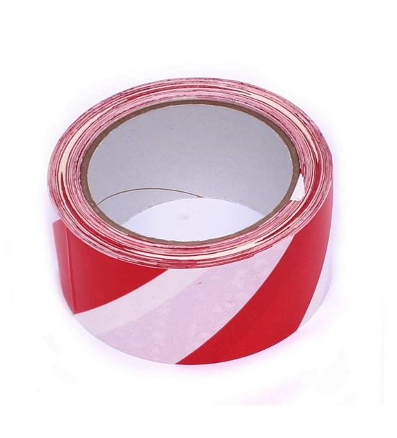 Taśma ostrzegawcza samoprzyl biało-czerw 50mm 33m