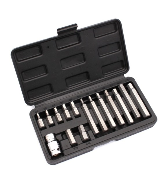 Klucze nasadowe HEX 15szt  Cr.V kaseta PRO-TECHNIK