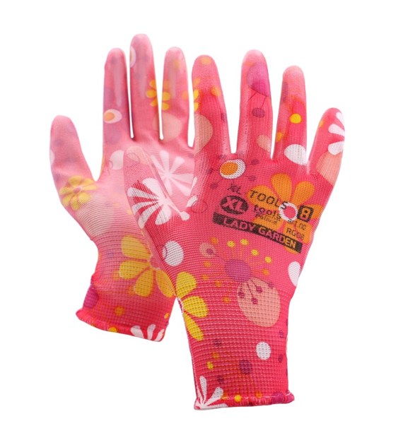 Rękawice LADY GARDEN 8 ogrodowe ozdobne PU