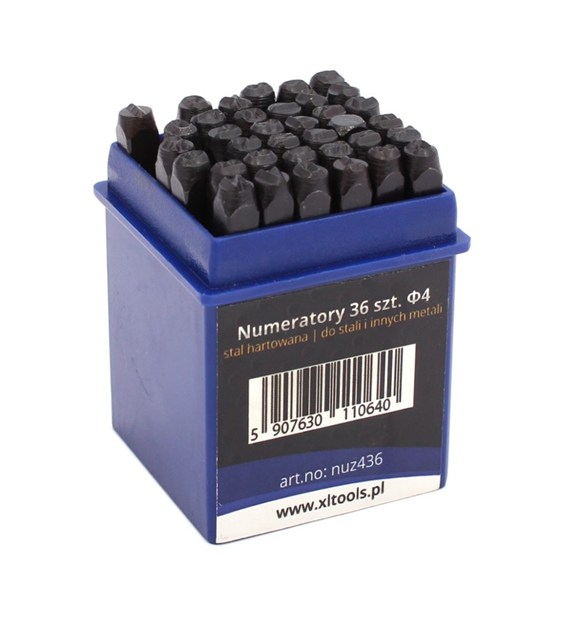 Numeratory zestaw alfanumeryczny 4mm /36 elementów