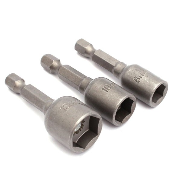 Końcówka 6-kąt zestaw 3szt 8,10,13mm magn/blister