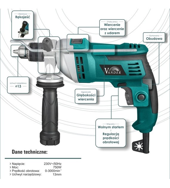 Wiertarka udarowa 750W VANDER