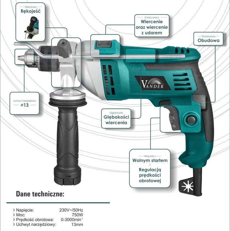 Wiertarka udarowa 750W VANDER