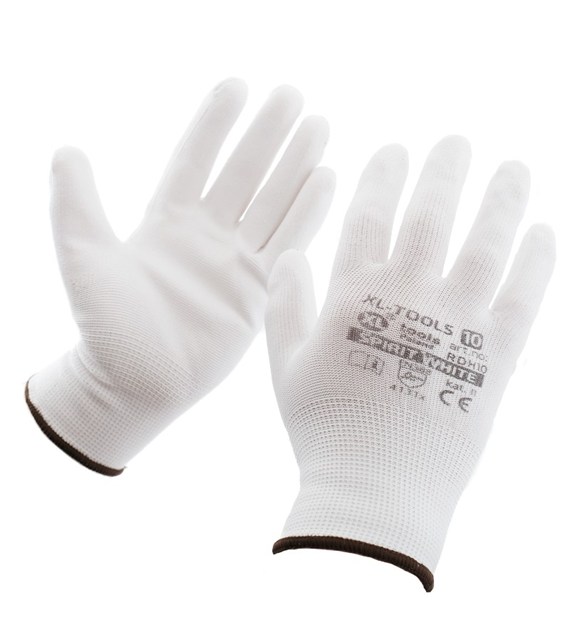 Rękawice SPIRIT WHITE  8 białe PU zawieszka