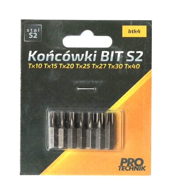 Końcówka BIT S2: Tx10 Tx15 Tx20 Tx25 Tx27 Tx30 Tx4
