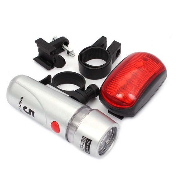 Lampka rowerowa komplet 5 LED Przód i tył