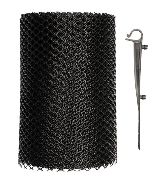 Siatka plastik do rynien 18cm x 6m + 15 haków