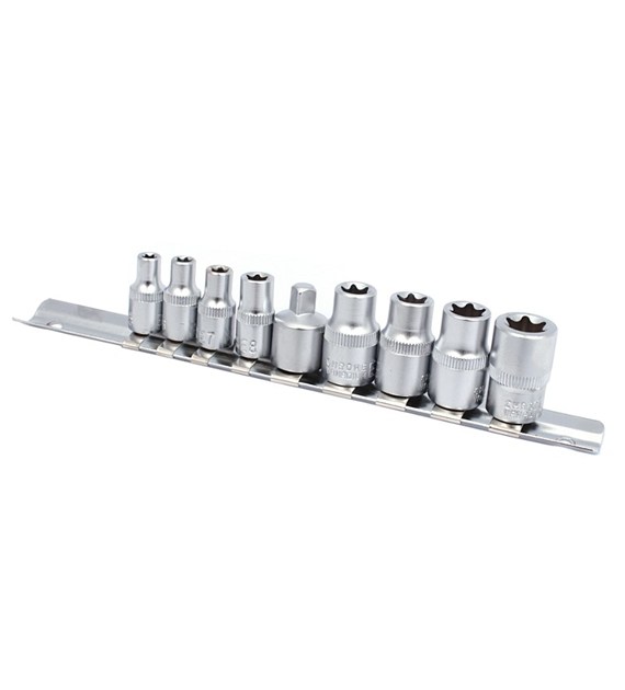 Klucze nasadowe TORX 9 szt. 1/4' i 3/8' szyna NXL