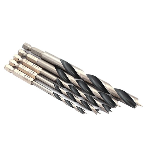 Wiertła do drewna HSS 4-10mm zestaw 5cz 1/4 HEX