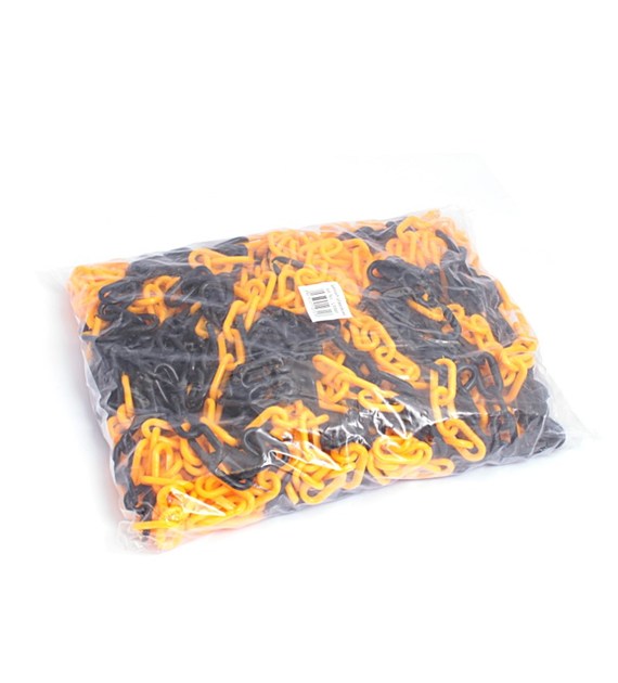 Łańcuch plastik żółto-czarny 8mm x 25m+haki