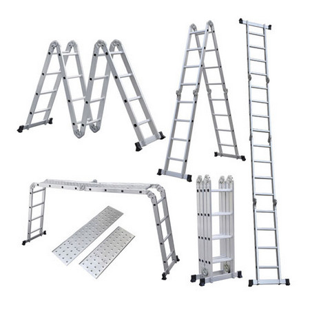 Drabina alu 4x5 5.9m uniwersalna podest+płyta