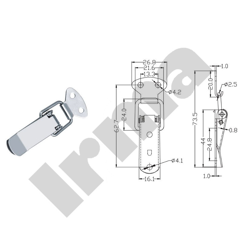 Zamknięcie do skrzyń XLJ105 nikiel  74x27mm