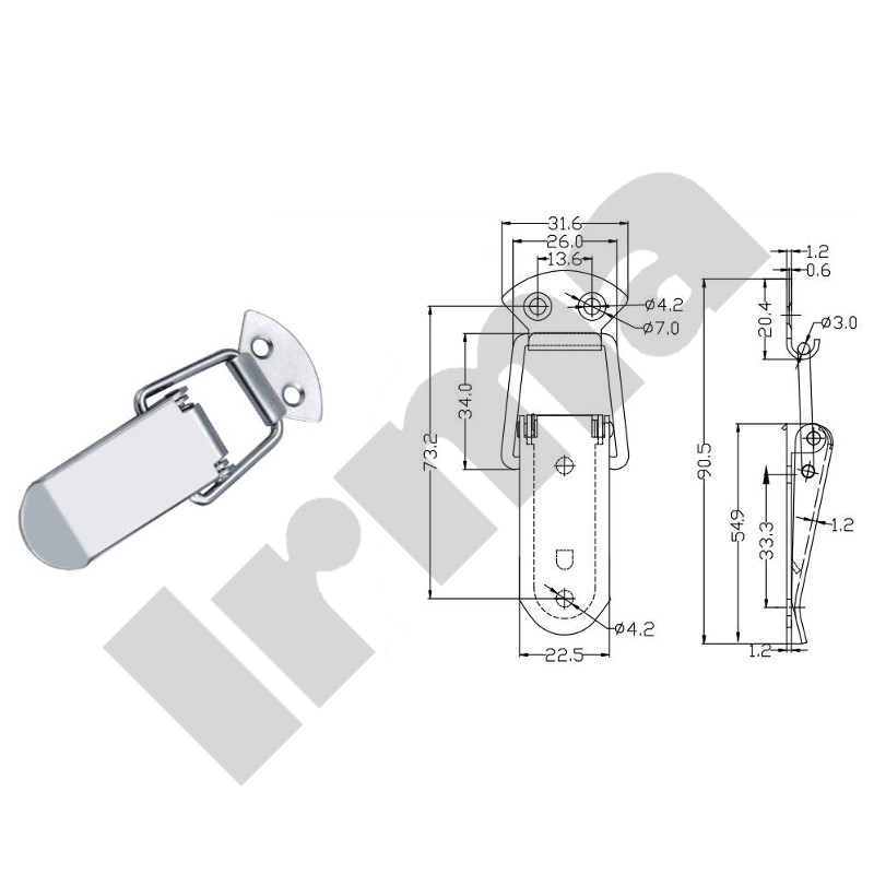 Zamknięcie do skrzyń XLJ103 nikiel 90x32mm