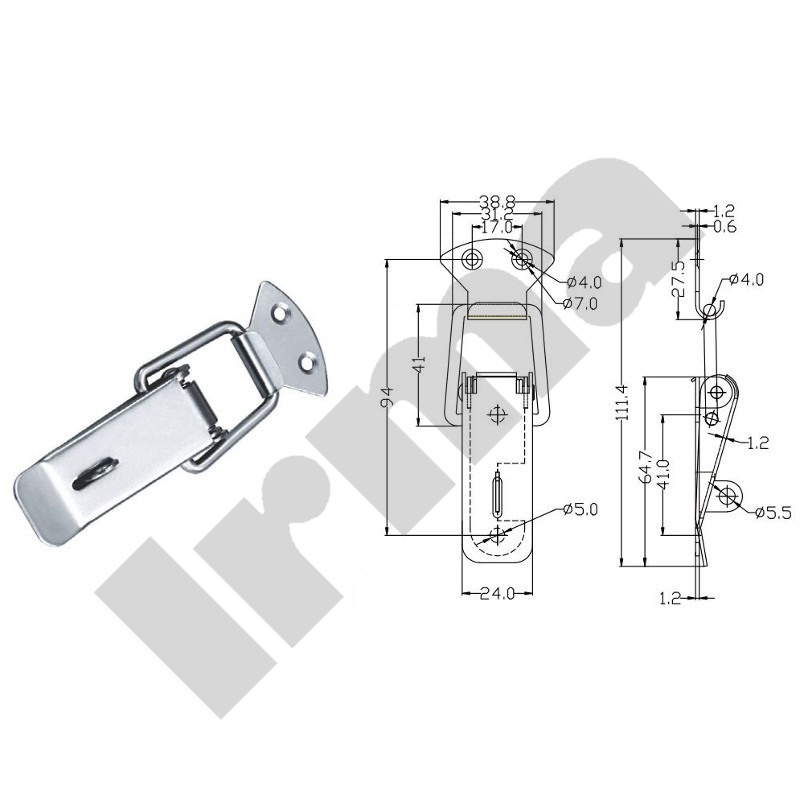 Zamknięcie do skrzyń XLJ102B nikiel 111x39 skobel