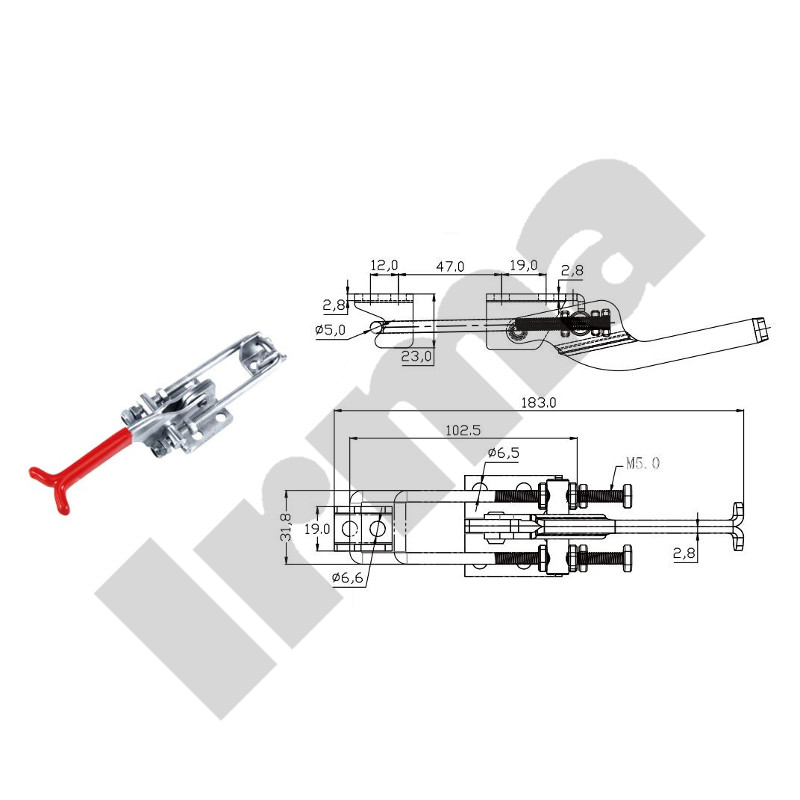 Zamknięcie do skrzyń XLJ431 ocynk 183x32mm