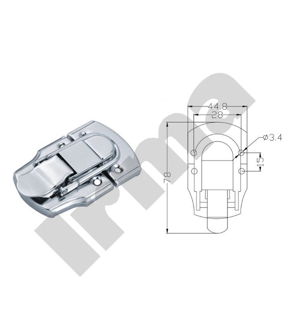 Zamek do skrzyń, walizek i kaset XLJ408 chrom 78mm