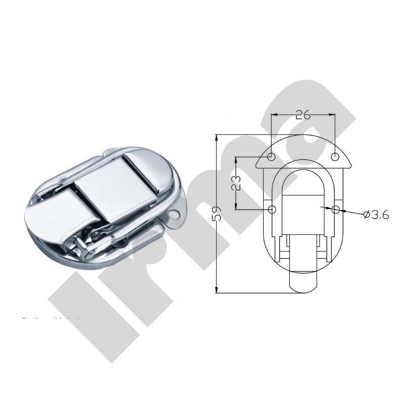 Zamek do skrzyń, walizek i kaset XLJ412 chrom 59mm - IRMA