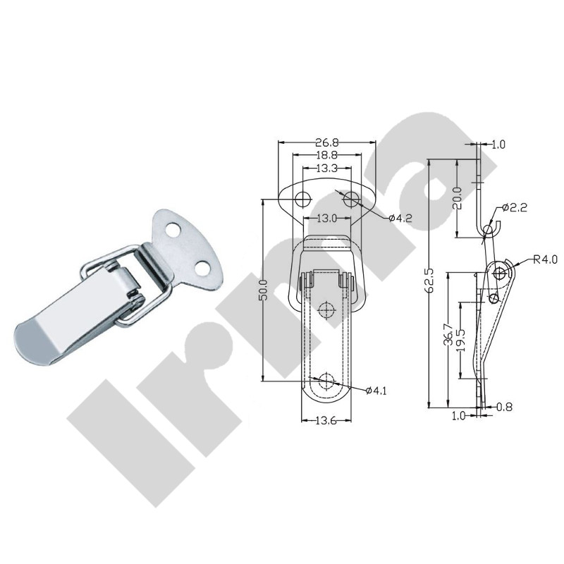 Zamknięcie do skrzyń XLJ117 nikiel  63x26mm