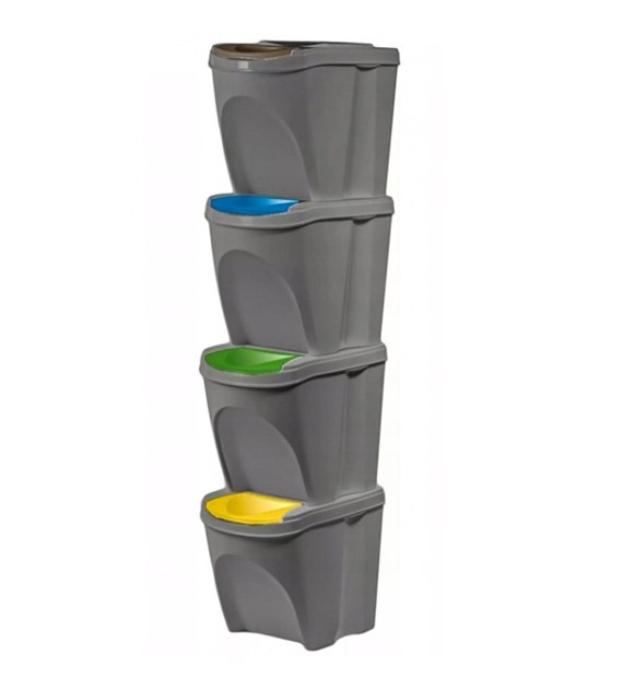 Kosz do segregacji 25L 39x29x33 4szt pion szare