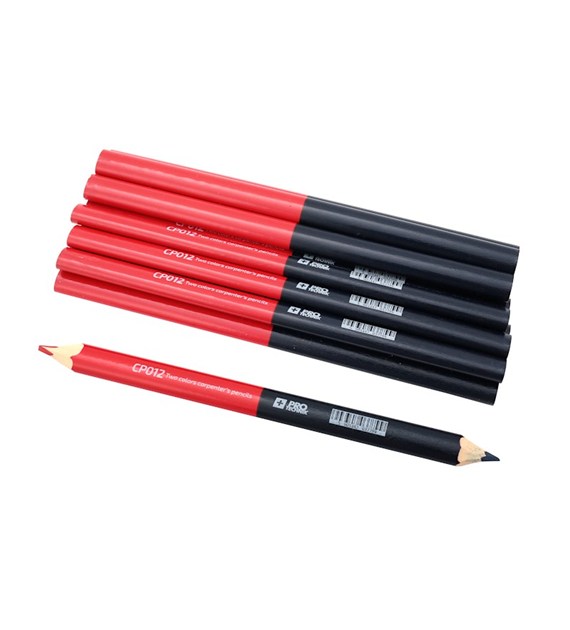 Ołówki stolarskie dwukolorowe 12sz czer-niebieski