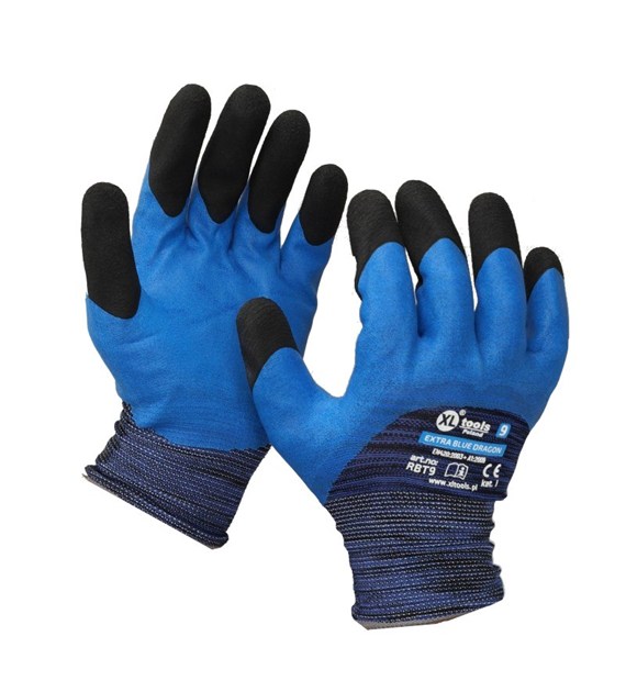 Rękawice DRAGON EXTRA BLUE  7 latex zawieszka