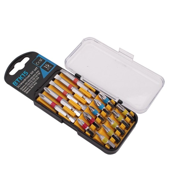 Końcówka BIT  15szt kolor Cr.V 10szt x25+5sztx50mm