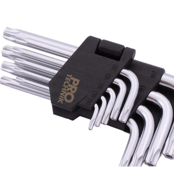 Klucze TORX Cr.V 9cz krótkie, dziurka Th10-Th50