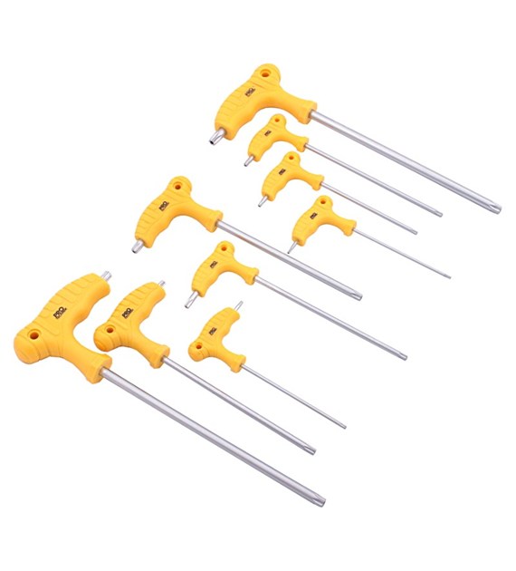 Klucze TORX Cr.V 9cz z rączkami T 2-10mm