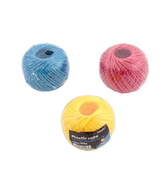 Sznurek PP  60m/48g motek 3 kolory cieńszy