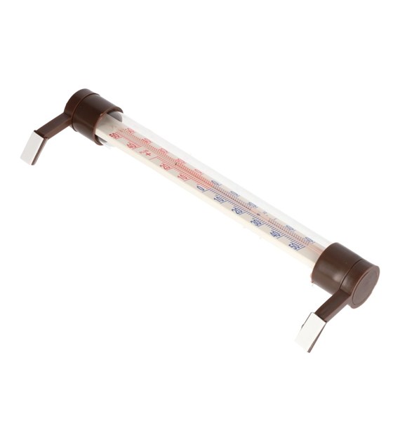 Termometr zaokienny PCV szklany 24cm brązowy