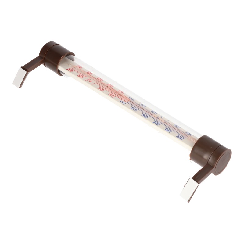 Termometr zaokienny PCV szklany 24cm brązowy