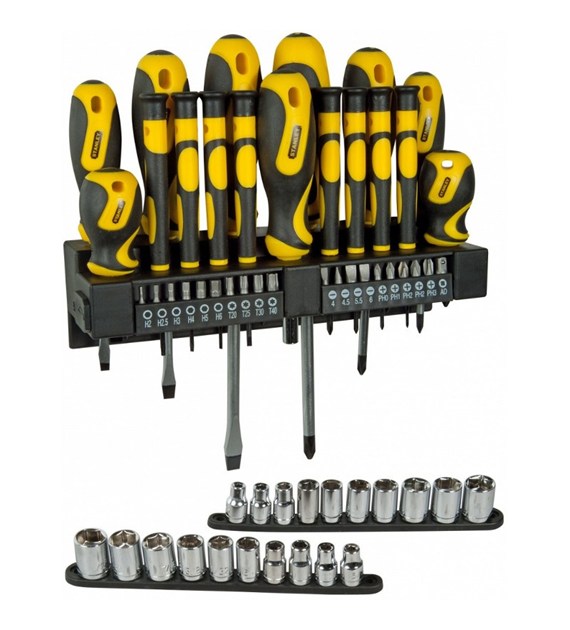 Wkrętaki STANLEY zestaw 57szt +wieszak STHT0-62143