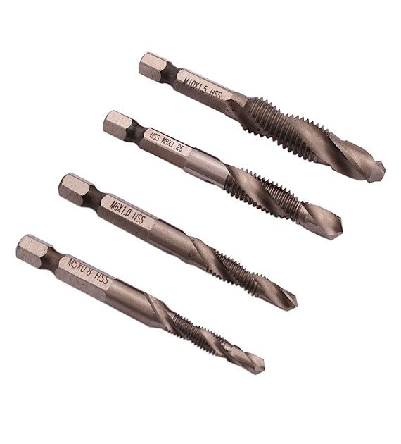 Wiertło z gwintownikiem zestaw 4cz HSS 5,6,8,10mm