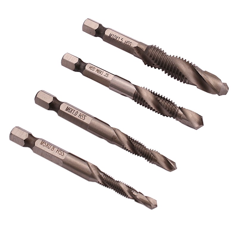 Wiertło z gwintownikiem zestaw 4cz HSS 5,6,8,10mm