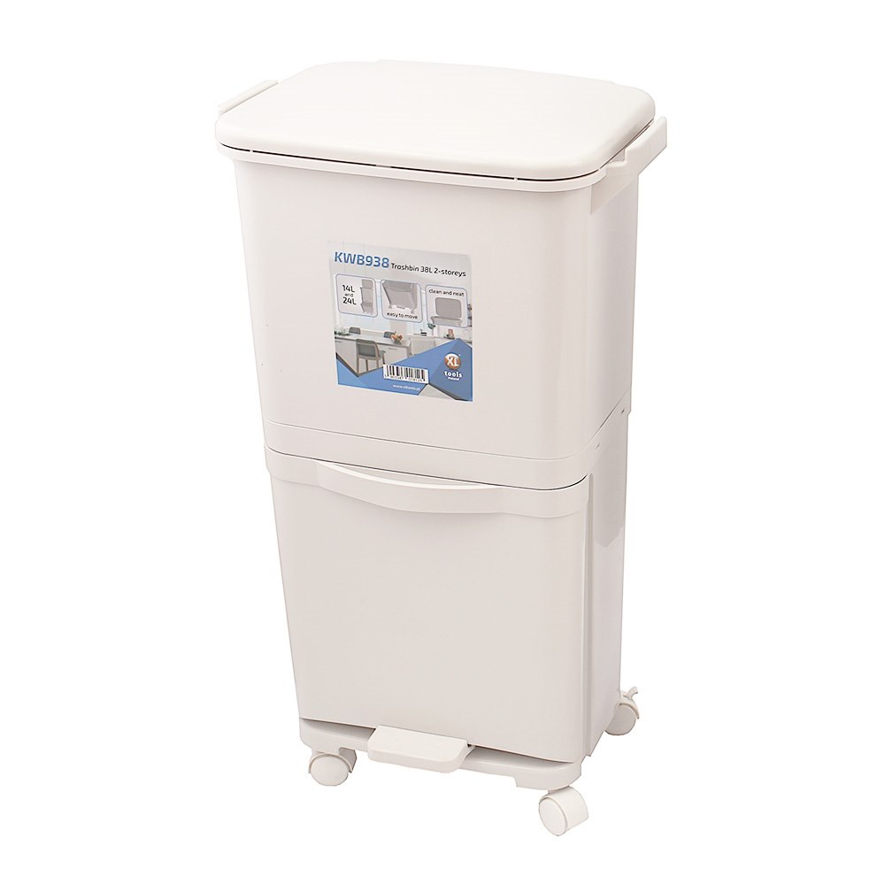 Kosz do segregacji śmieci na kółkach 52L 2komorowy