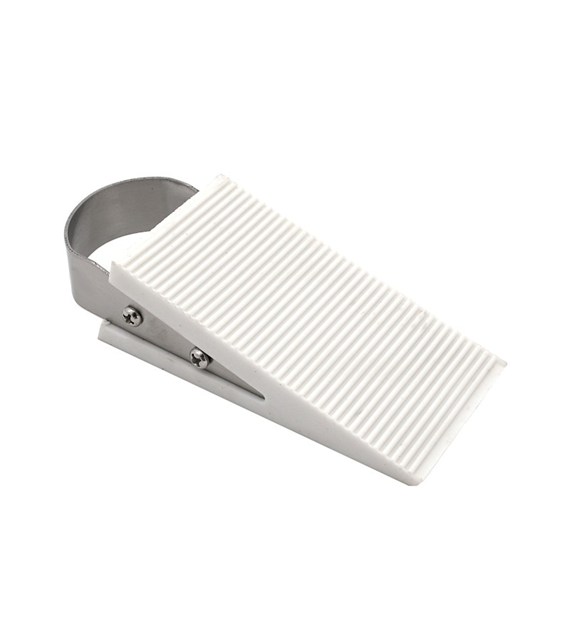 Odbojnik klin pod drzwi 125x32x50 biały + nikiel