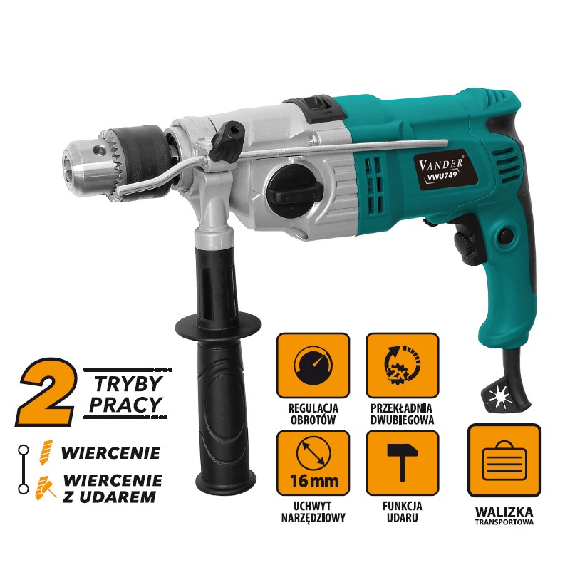 Wiertarka udarowa dwubiegowa 1200w VANDER