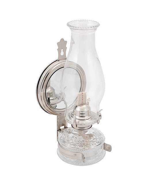 Lampa naftowa 31cm z lustrem MAXI Nikiel