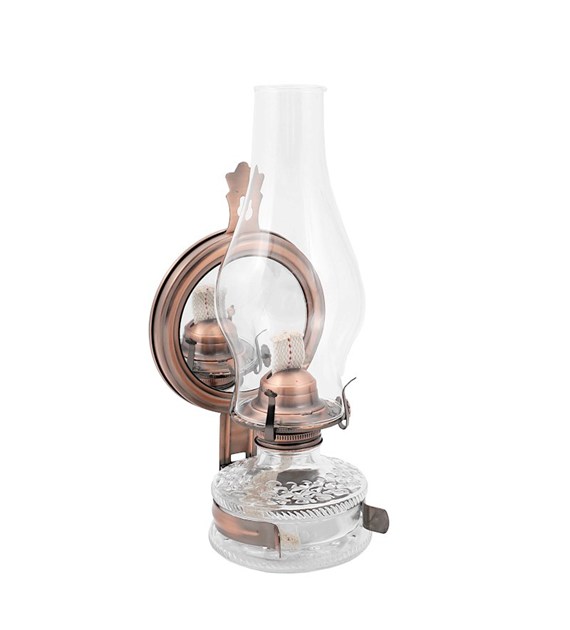 Lampa naftowa 31cm z lustrem Stara Miedź