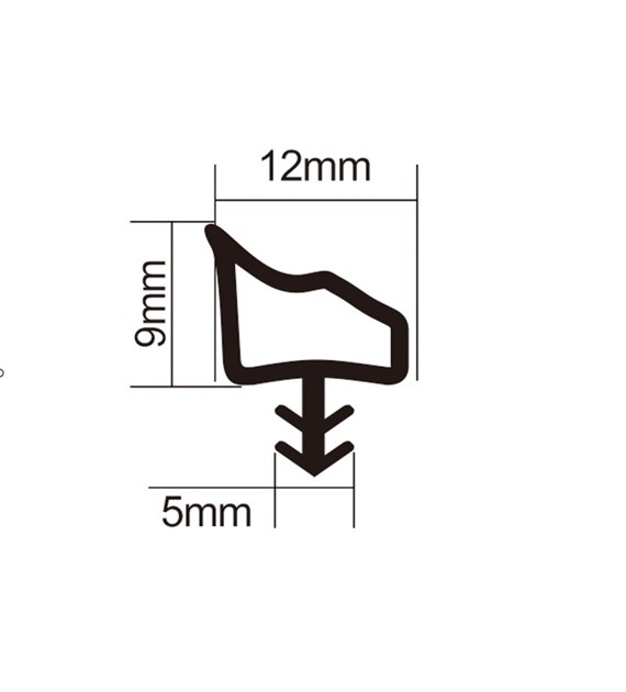 Uszczelka drzwiowa wciskana z rantem czarna 6m