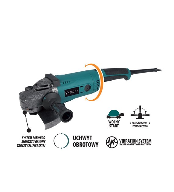 Szlifierka kątowa 230mm 2400W wolny start VANDER