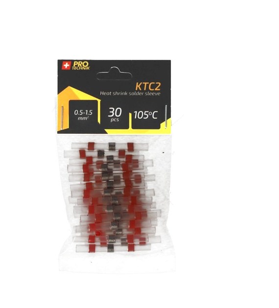 Koszulka termokurczliwa+cyna 0.5-1.5mm 30szt czerw