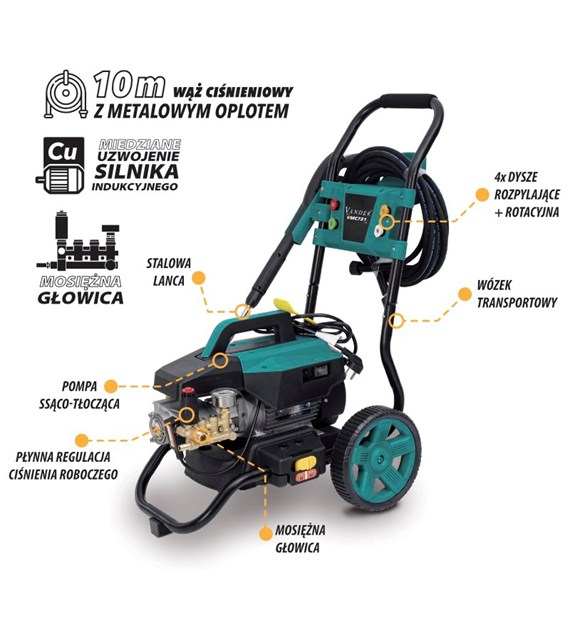 Myjka wysokociśnieniowa VANDER 2200W wózek transpo