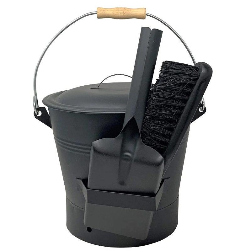 Wiadro na popiół śmieci 12L+zmiotka i łopatka