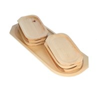 Naczynia drewniane na grilla taca + talerze 1+6