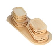 Naczynia drewniane na grilla taca + talerze 1+12