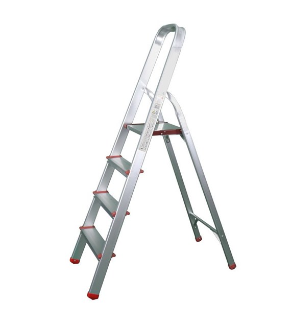 Drabina aluminiowa domowa 4 szczeble150kg PRO+ RED