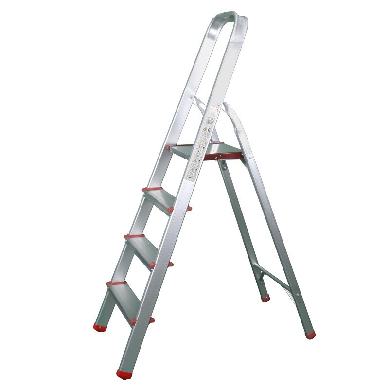 Drabina aluminiowa domowa 4 szczeble150kg PRO+ RED