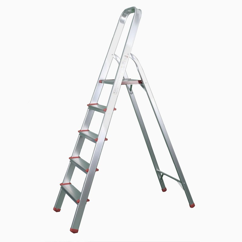 Drabina aluminiowa domowa 5 szczeble150kg PRO+ RED